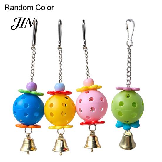 Bird Pecking Toy Parrot Foraging Ball Toy, Plastic Hollow with Bell, Play Cage Enrichment for Lovebird Budgie Cockatiel Conure