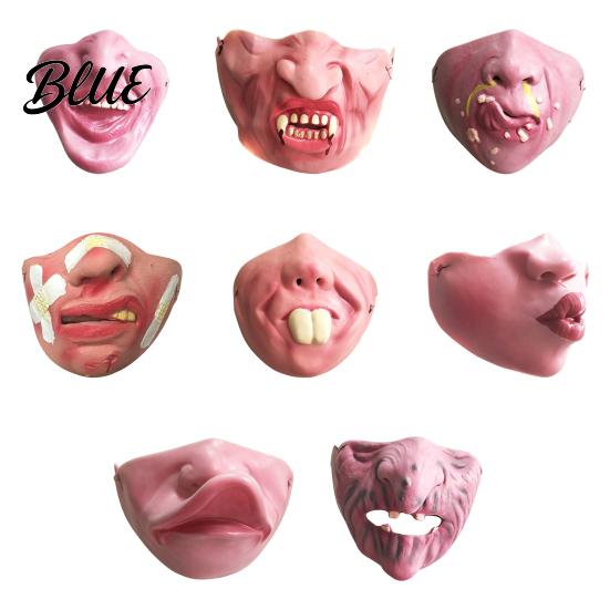 Lightweight Holiday Prank Adults Scary Halloween Face Half Gear Latex Masque for Horror Party Funny Character Adults with Elastic