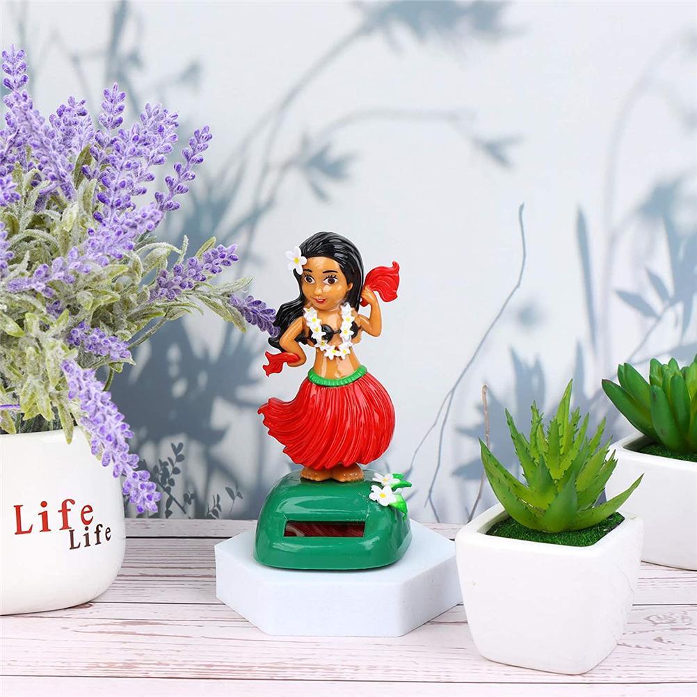 Solar Hawaiian Dance Figure Car Dashboard Toy Lovely with Solar Panel Shaking Head Doll Dancing