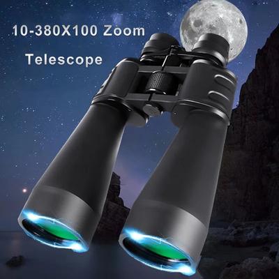 Telescopio profesional Zoom 10-380X100, binoculares BAK4 potentes HD, binoculares de baja luz, impermeables, de larga distancia para caza