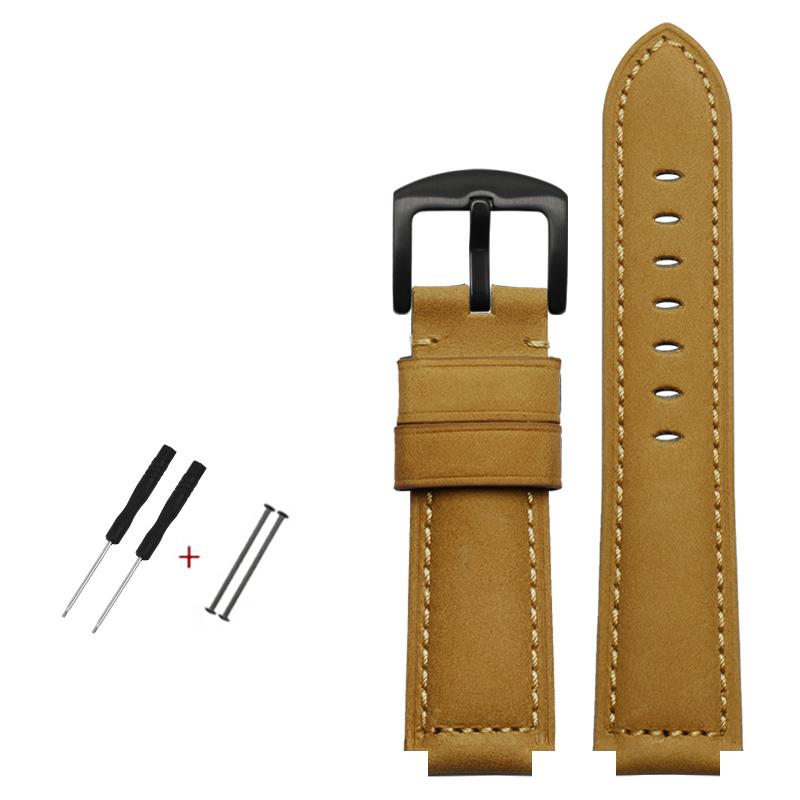 Top Layer Cowhide Leather Watch Band 24-16mm Handmade Crazy Horse Leather Watchband for Timex T49859|T2N720|T2p141 Watch Band