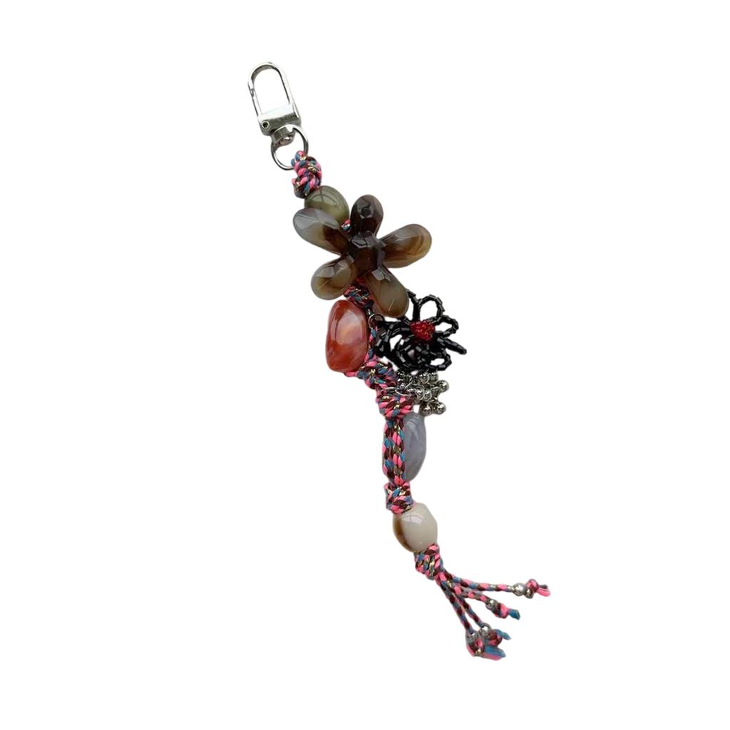 Vibrant Resin Flower Bead Keychain Phone Lanyard with Retro Charm Hanging Accessory for Phone Bag Gift Idea