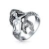 Adjustable Open Ring Men Women Vintage Mermaid Design Geometric Plated Statement Jewelry