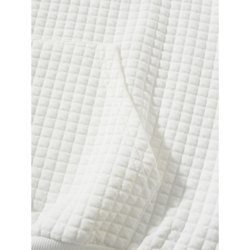 New Casual Solid Color Waffle Half-zip Pocket Long-sleeved Stand Collar Men's Sweatshirt