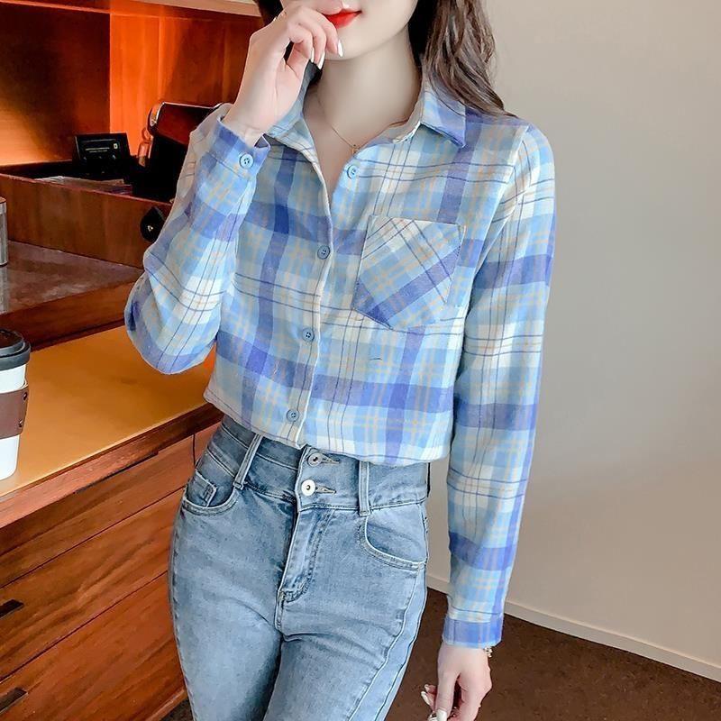 2024 Women's Retro Plaid Long Sleeve Shirt - Spring/Autumn Fashion