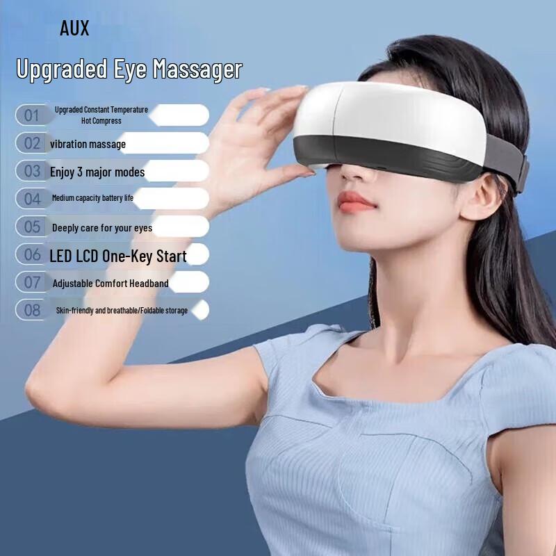 Aux Foldable Eye Massager with Heat and Vibration