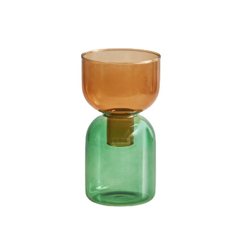 2pc Set Mini Vases Terrarium Hydroponic Plant Pot Glass Vase Wedding Flowers Candle Holders Decor Avocado Glass Growing Bud Vase