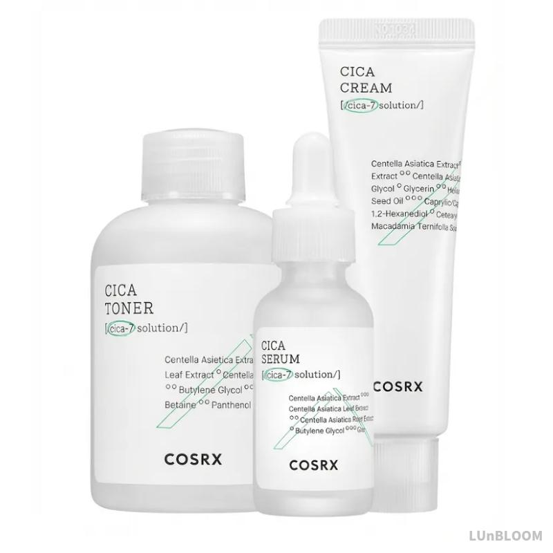 

COSRX Pure Fit Cica Calming Set (Toner 150ml + Serum 30ml + Cream 50ml) (+Free gift)