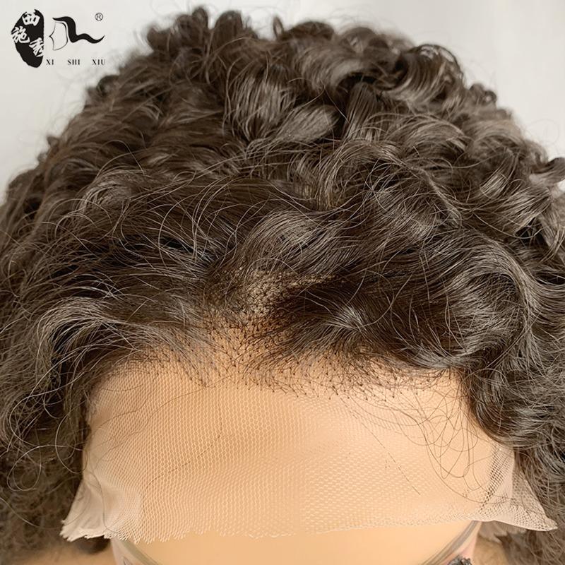African long curly hair high temperature silk front lace wig headgear 13 * 4 pixie curly lace wigs