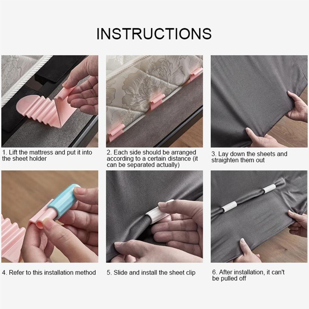 6 Pieces Bed Sheet Holder Needle-free Quilt Seamless Nonslip Corner Clip Mattress Fasteners Clasp Supply Dormitory