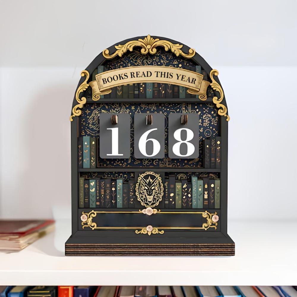 

Трекер Книг Счетчик Знаков с 30 Числовыми Метками Винтажный Деревянный Трекер Чтения Счетчик До 999 Книг Вызов Настольное Украшение чёрный