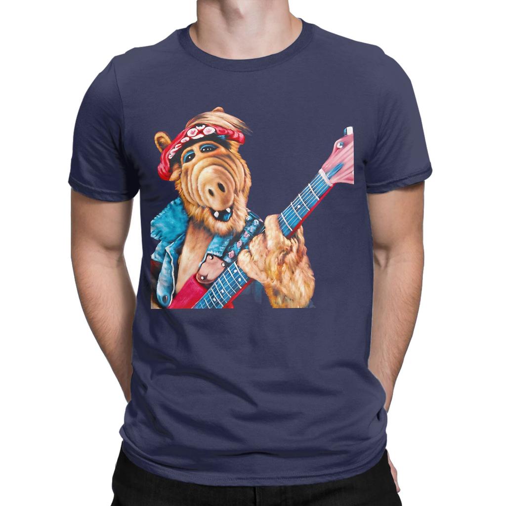 Alf Playing Guitar Oil On Velvet By Jorge Torrones Funny 100 Cotton Tshirt Alf Tees Tops For Unisex