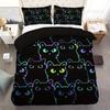 Duvet Cover Set Cartoon Cat 3D Printing Quilt Cover Three-Piece Printing Bed