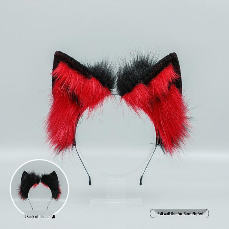 Plush Animal Ear and Tail Set - Cat Ears, Wolf Ears, and Tail Headband