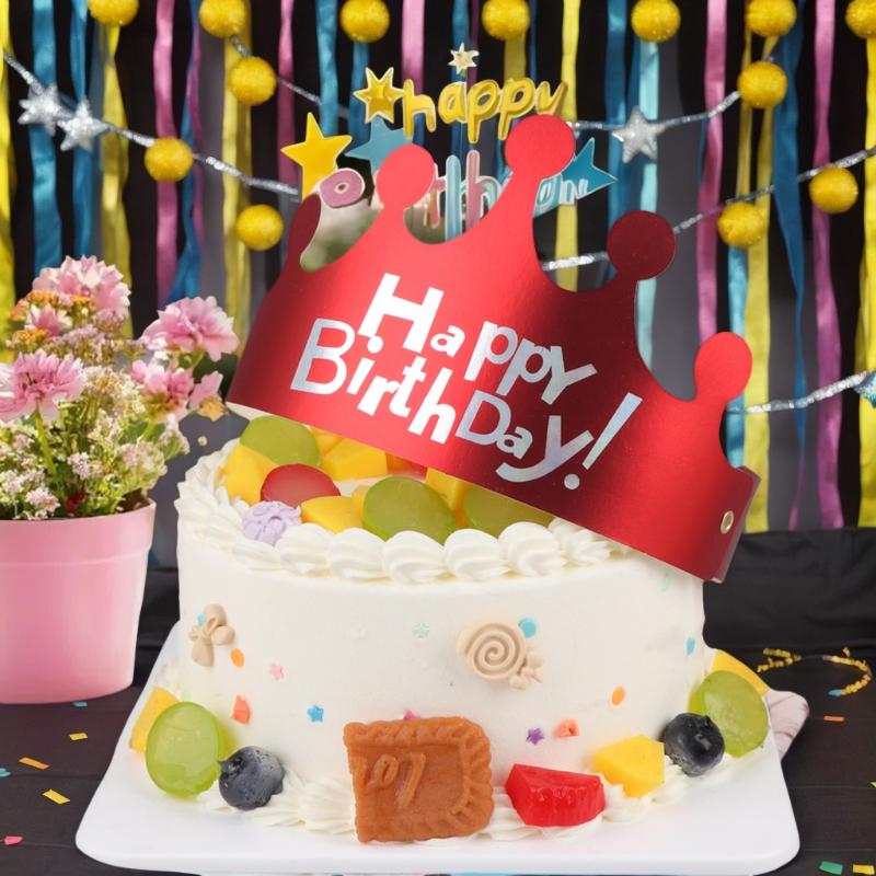 25PCS Creative Happy Birthday Hat Crown Cap DIY Handmade Party Decor Photo Prop For Adult Kids Cake Ornament