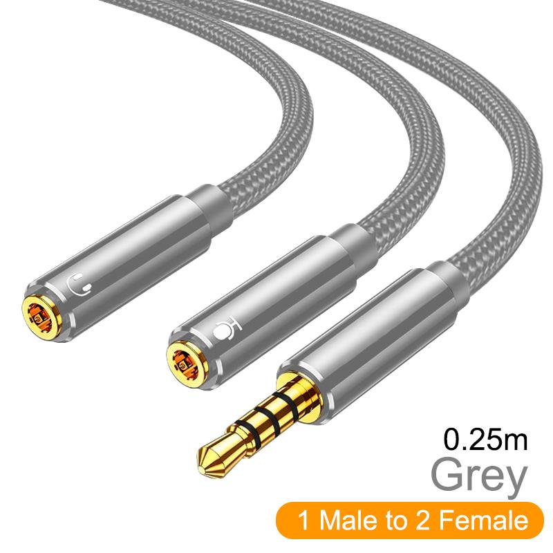 Headphone Splitter Audio Cable Adapter Jack 3.5mm Male to 2 Female Earphone Y Splitter Extension Cord for Phone Laptop PS5 MP3