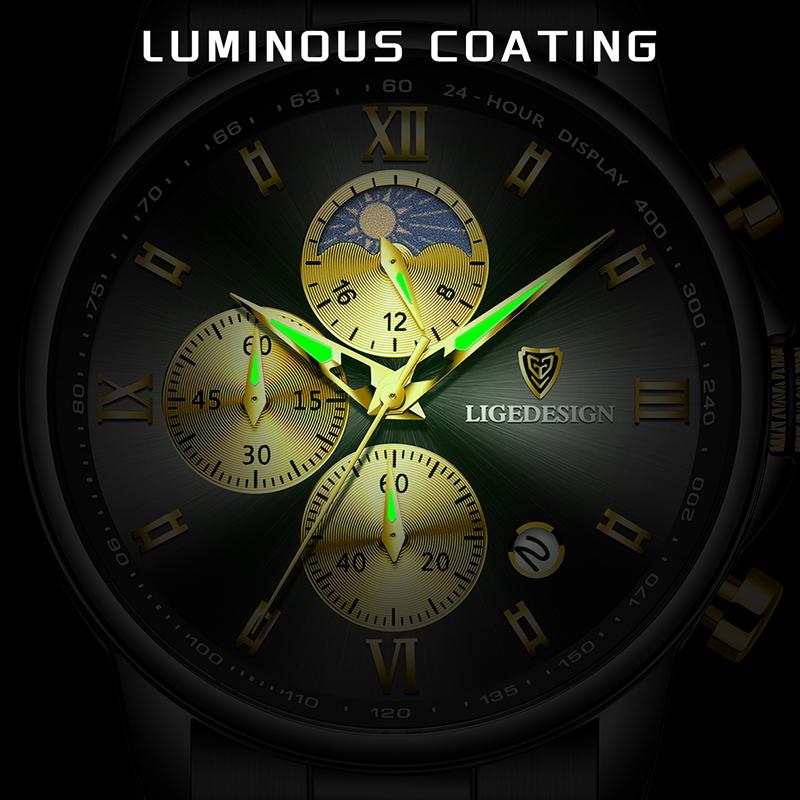New Business Men Watch Fashion Sports Chronograph Military Watches For Men Stainless Steel Waterproof Quartz Wristwatch