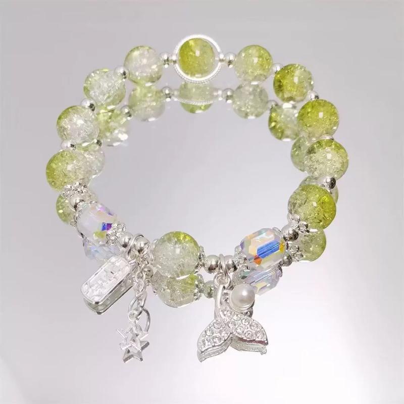 Summer Fresh and Cool Forest-themed Green Crystal Butterfly Ethereal Crystal Bracelet - A Niche Item