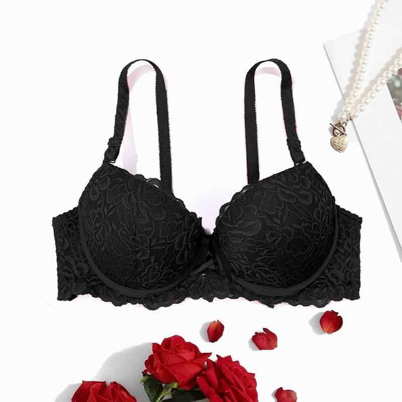 3ks květinová krajková podprsenka push up s drátěnými pohodlnými sexy intimky pro dámské spodní prádlo s vycpávkovým košem B