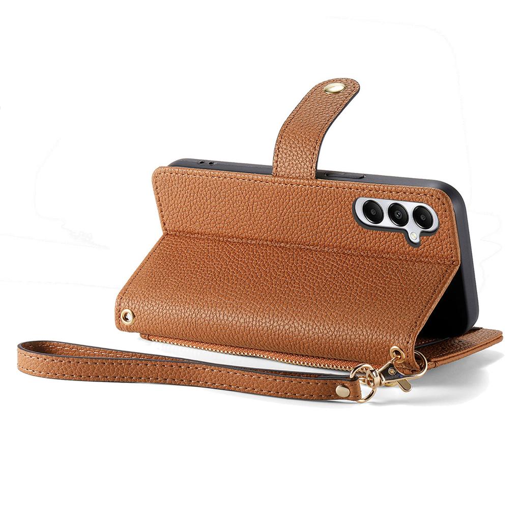 For Samsung Galaxy A06 4G Case RFID Blocking Zipper Pocket Leather Wallet Phone Cover
