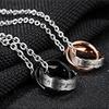 Collier de marque pour couple, cadeau populaire et bon marché, pendentif double anneau en titane, coupe multifacettes, je serai toujours avec toi, bijoux de couple gravés