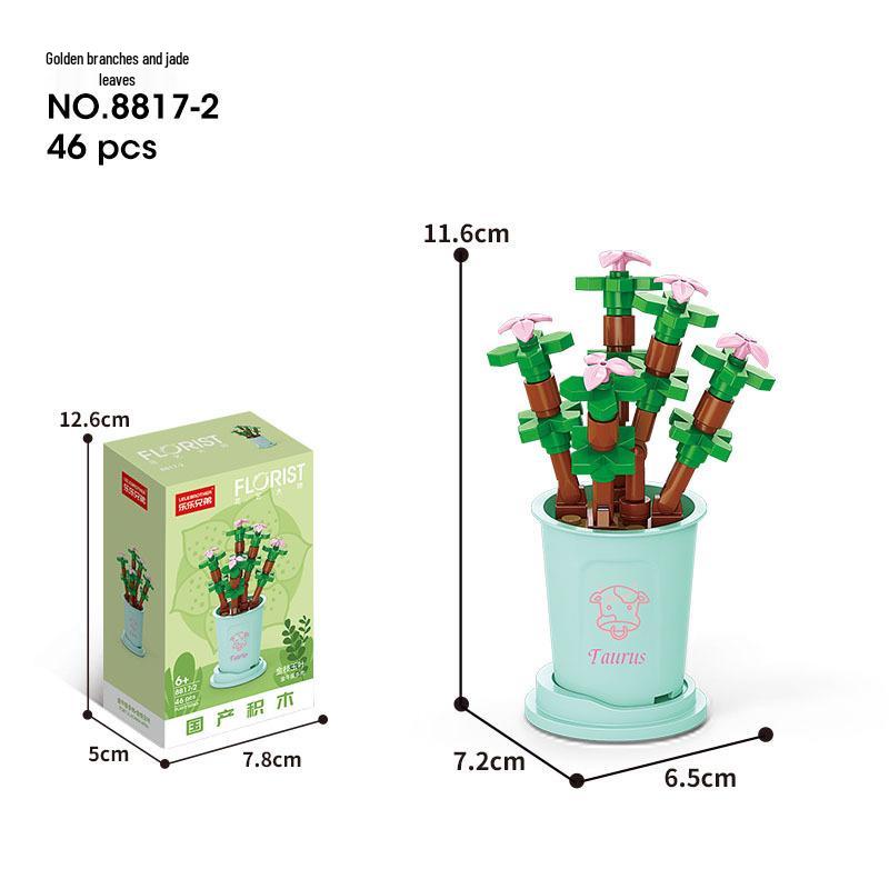 Succulent Bonsai Building Block Flowers - Compatible with Lego, Small Particle Assembly Toys for Girls