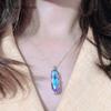Vintage Elegant Large Oval Crystal Pendant Rose Gold Color Necklace For Women Girls Wedding Luxury Jewelry Gift