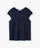 Woman Cutoff Cap Sleeve Navy