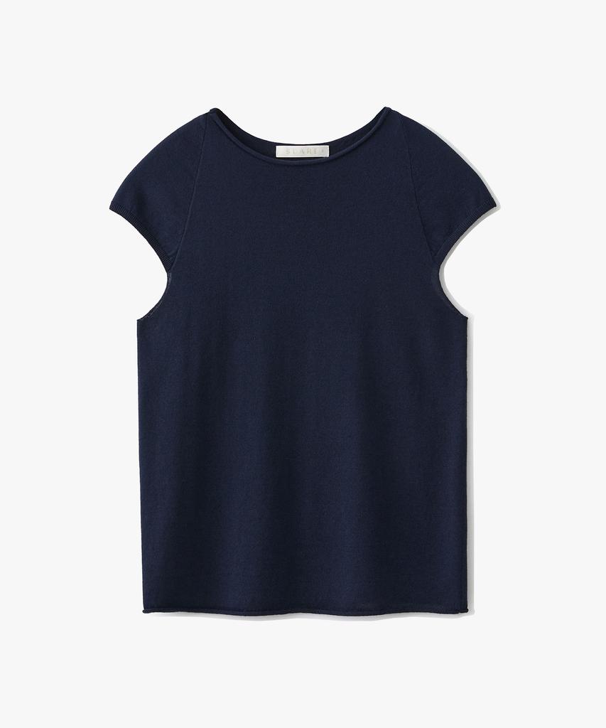 Woman Cutoff Cap Sleeve Navy