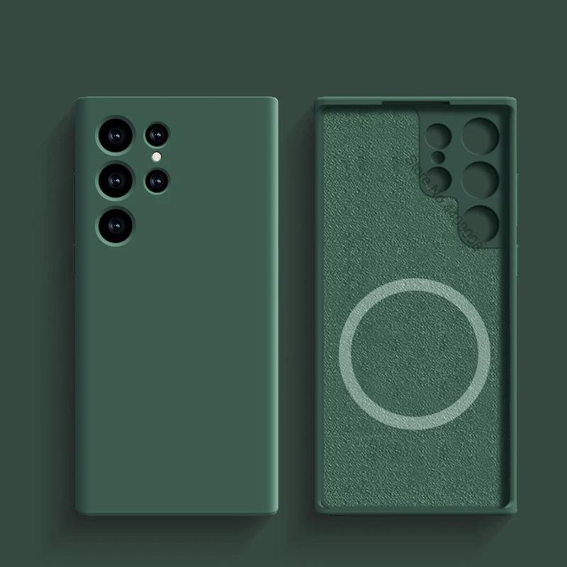 Custodia in Silicone Liquido Per Magsafe Per Samsung Galaxy S24 S22 S21 S23 S25 Ultra Plus Fe Ricarica Wireless Magnetica Cover Antiurto