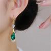Grüne Farbe Zirkon Kristall Lange Quaste Wassertropfen Ohrringe für Frauen Temperament Koreanischen Schmuck Pendientes Boucle d'oreille