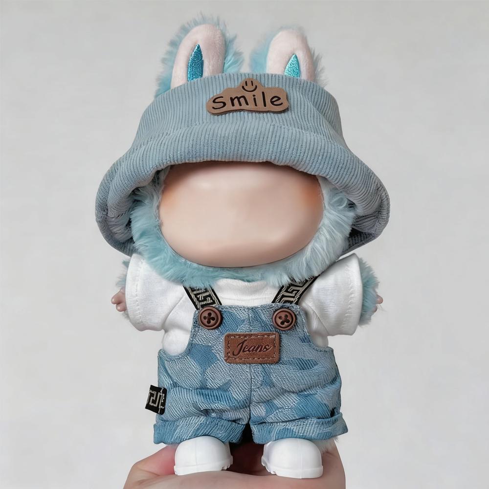 Doll Clothes Outfit Cowboy Overalls Set With Hat Accessory For 17cm Labubu V1V2V3 Cotton Toys Decoration Mini Doll Clothes Party