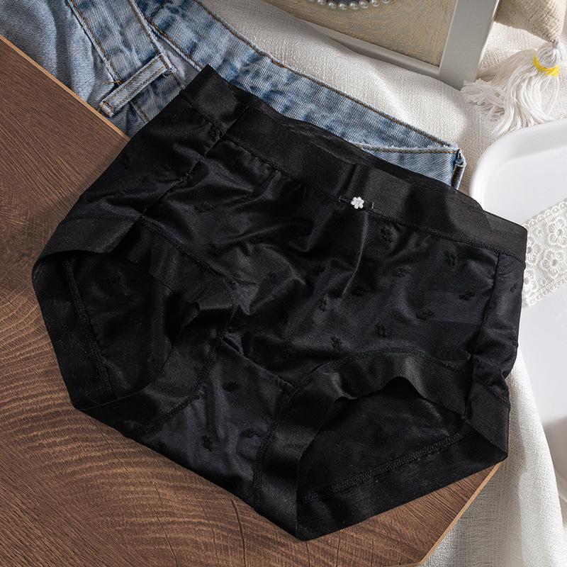 

Летние трусики из ледяного шелка, женское нижнее белье, антибактериальные кружевные трусики с промежностью, дышащие, быстросохнущие сексуальные трусики XL чёрный