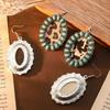 Fashion Retro Bohemian Turquoise Leopard Print Pendant Earrings Ethnic Style Long Earrings