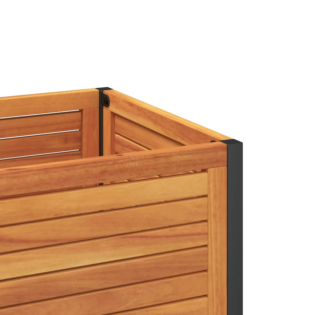 Plant Pot with Shelf 45 x 45 x 80 cm Solid Acacia Wood and Steel