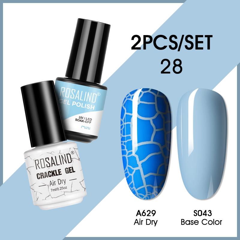 ROSALIND Cracked Gel Nail and Polish Nail Gel Kit Nail Varnish Hybrid Crackle Manicure Art UV Gel Semi Permanent 2PCS
