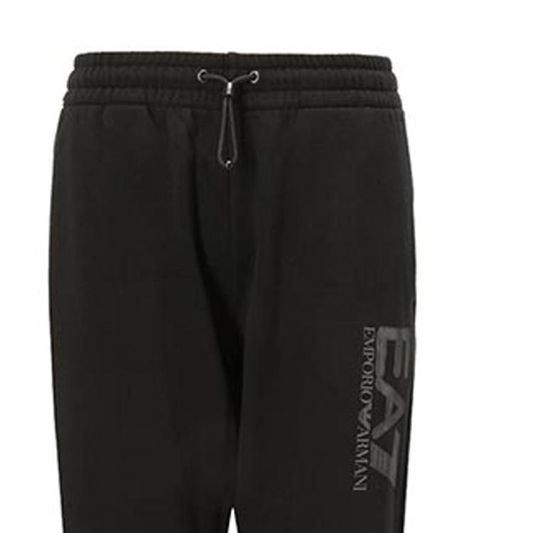 Emporio Armani EA7 Logo Letter Print Drawstring Cuffed Knit Sports Pants Men Bottoms Black 6KPP54-PJ2GZ-1200
