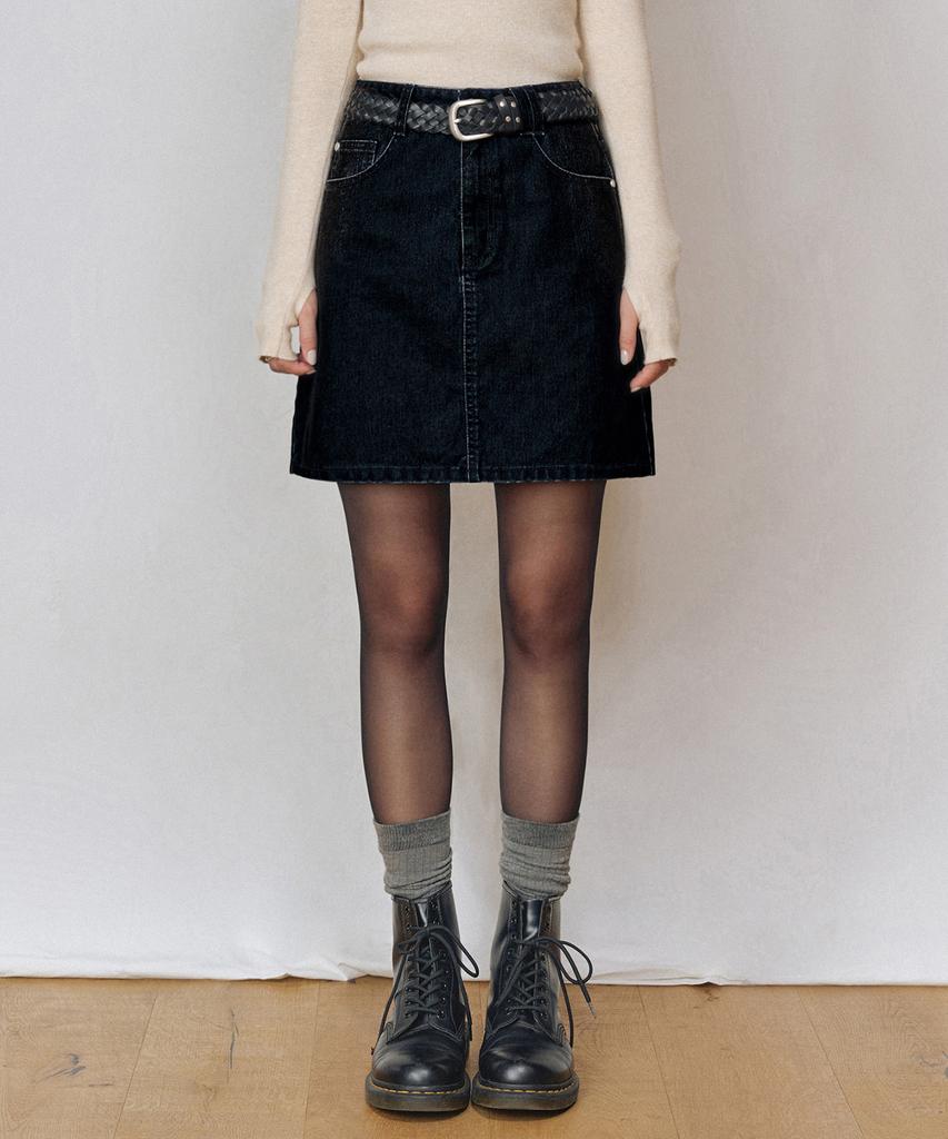 Deketeuumeon [Velvet Denim]Velvet Mini Skirt Dcsk007Black