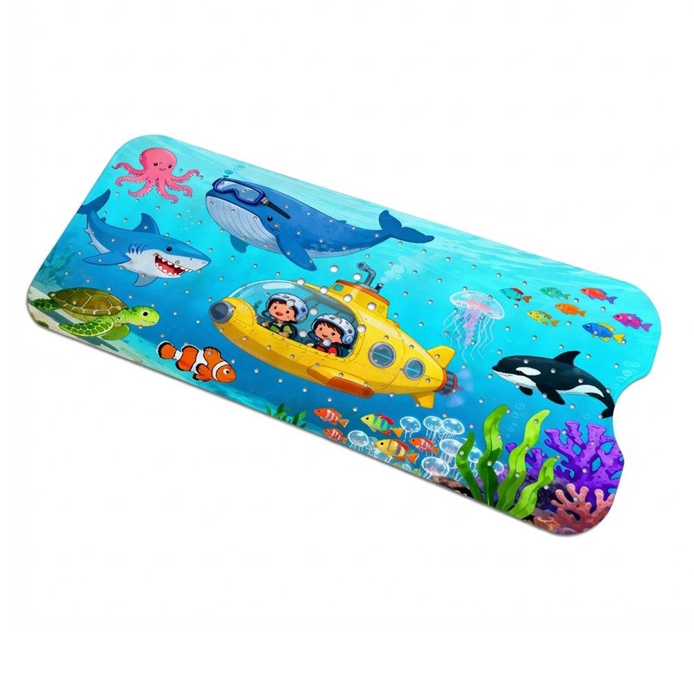 

Cartoon Pattern Bathtub Mats Sea Animal 100cm*40cm Bath Shower Mats Drainage Design PVC Non-Slip Bath Mat Shower Use