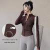 Damen Frühlings-Yoga-Bekleidung 2026: Dünne Fleece-Sportjacke mit Stehkragen, Reißverschluss, enganliegend für Laufen & Fitness.