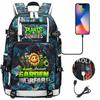 Plant Vs USB Headphones Teenager Student Backpack Casual Travel Daypack for Boys Girls