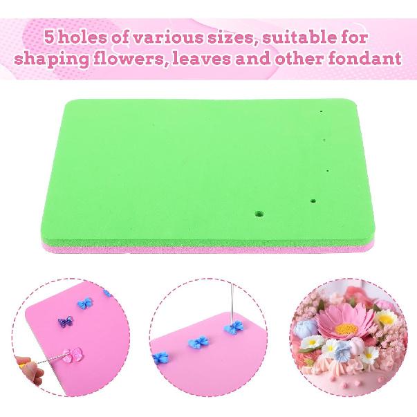 SHENLIU Fondant Mat, Fondant Flowers Foam Pad, Silicone Crafts Mats Rectangular Fondants Cake Sponge, Flower Drying Mat Clay Modelling Tools for