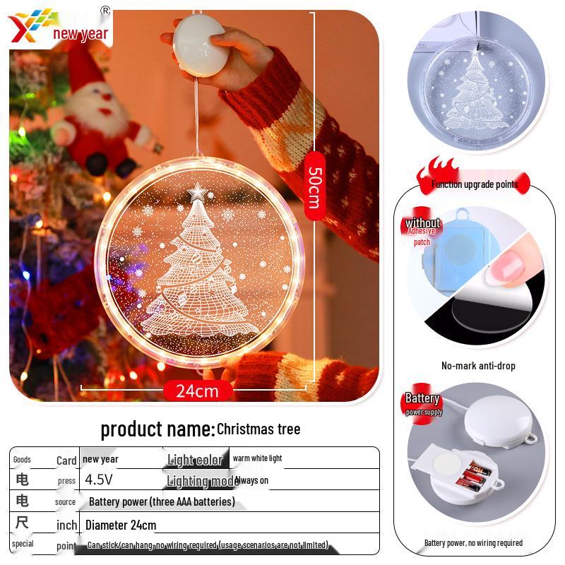 Glowing Merry Christmas LED Suction Cup String Lights for 2025 Holiday Window Display