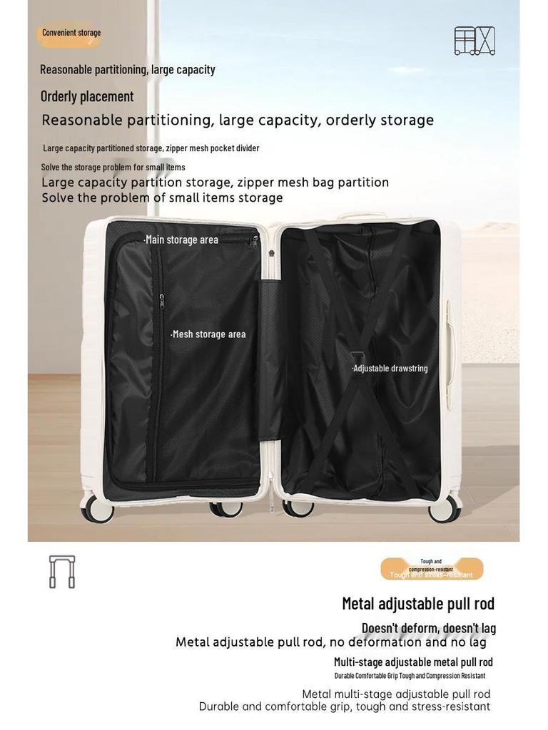 20-Inch Carry-On Luggage: Large Capacity Travel Suitcase for Students, 24-Inch Leather Trolley Available