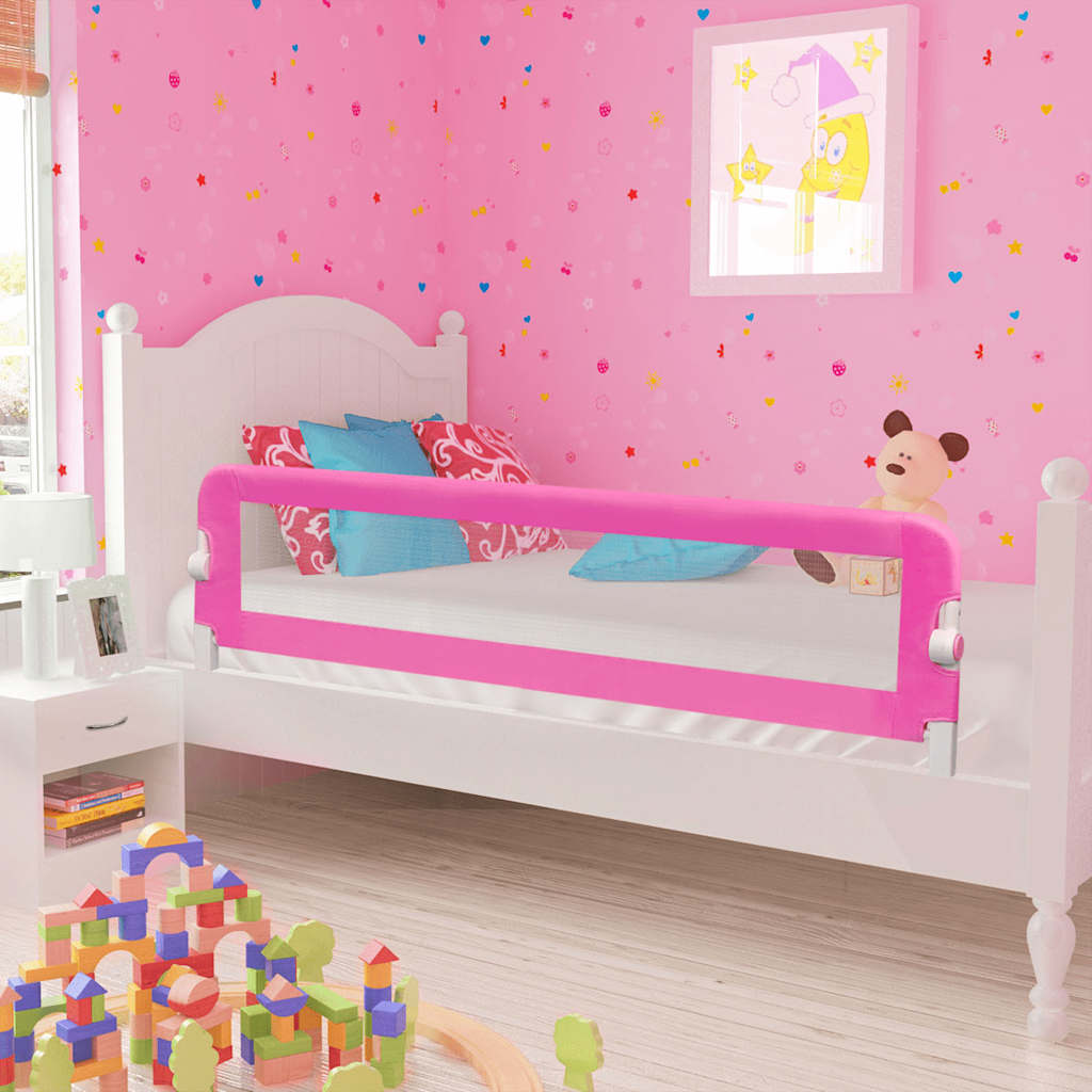 Vidaxl Baby Bed Rails, 2 Pcs, Pink, 150X42 Cm