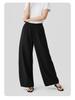Women's Summer Cotton Wide-Leg Cropped Pants - Solid Color, Comfortable & Slimming Casual Straight-Leg Design