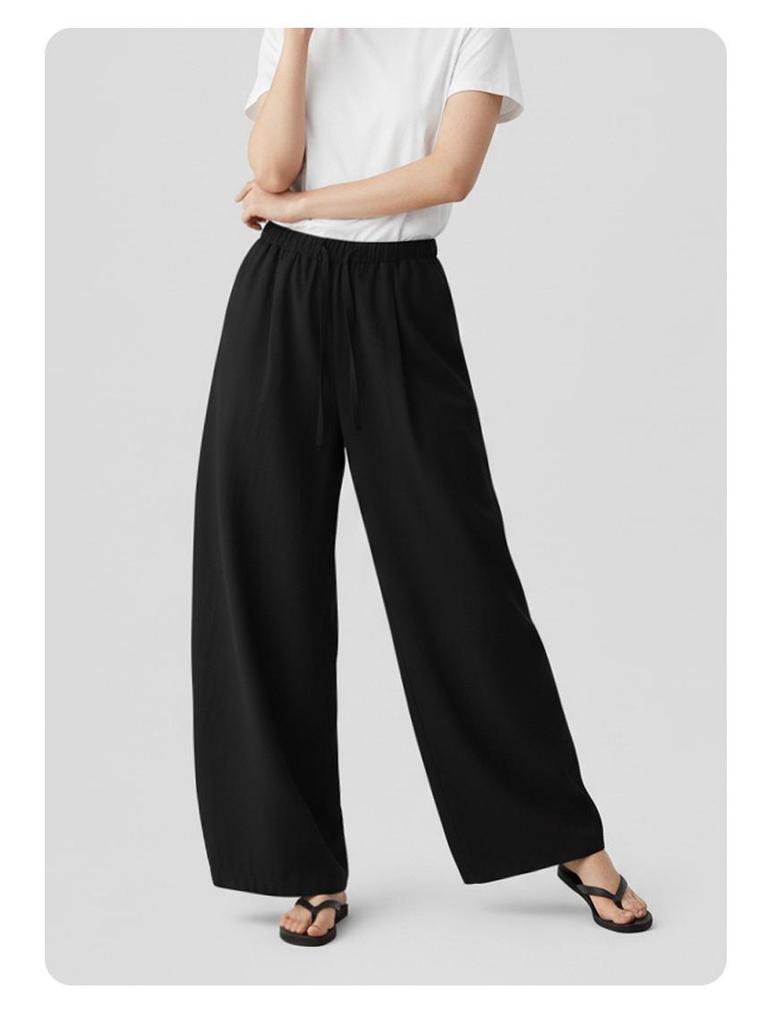 Women's Summer Cotton Wide-Leg Cropped Pants - Solid Color, Comfortable & Slimming Casual Straight-Leg Design