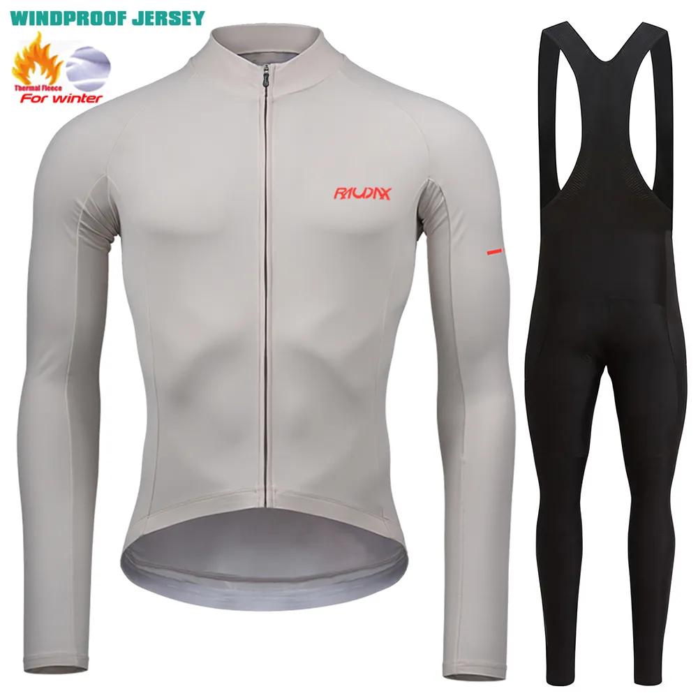 RAUDAX 2024 Man's Winter Cycling Clothing Long Sleeves Thermal Fleece Cycling Jersey Set Outdoor Keep Warm Road Bike Sportswear