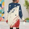 Women Plus Size Round Neck Long Sleeve American Eagle Printed Sweatshirt Mini Dress