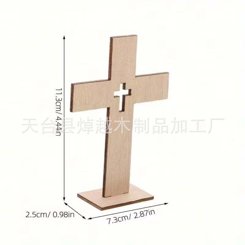 New wooden cross wood chips, crafts creative holiday decoration, Halloween atmosphere decoration wood chips